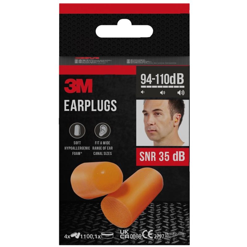 3M inserti auricolari 1100 con custodia - tappi antirumore in schiuma monouso 3M inserti auricolari 1100 con custodia - tappi antirumore in schiuma monouso