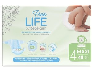 BebeCash FreeLife - Pannolino per Bambini Taglia 4 Maxi 48 pannolini