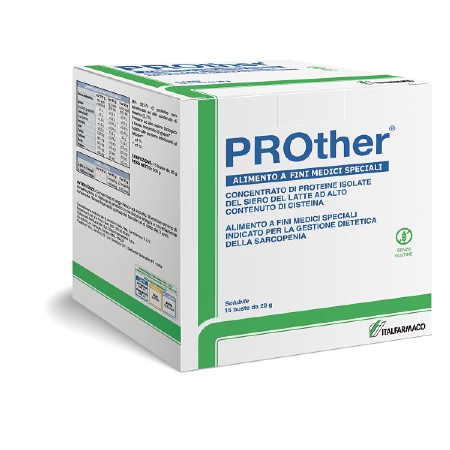Prother 15 bustine da 20 g integratore proteico ricostituente Prother 15 bustine da 20 g integratore proteico ricostituente