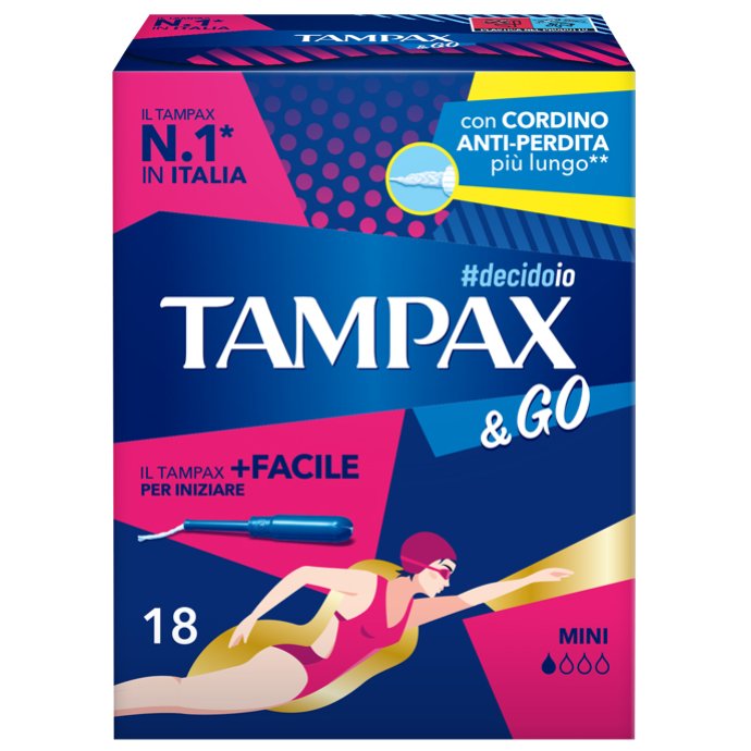 Tampax & Go Mini Assorbenti Interni con Applicatore per Flusso Leggero e Regolare Confezione da 18 Pezzi Tampax & Go Mini Assorbenti Interni con Applicatore per Flusso Leggero e Regolare Confezione da 18 Pezzi