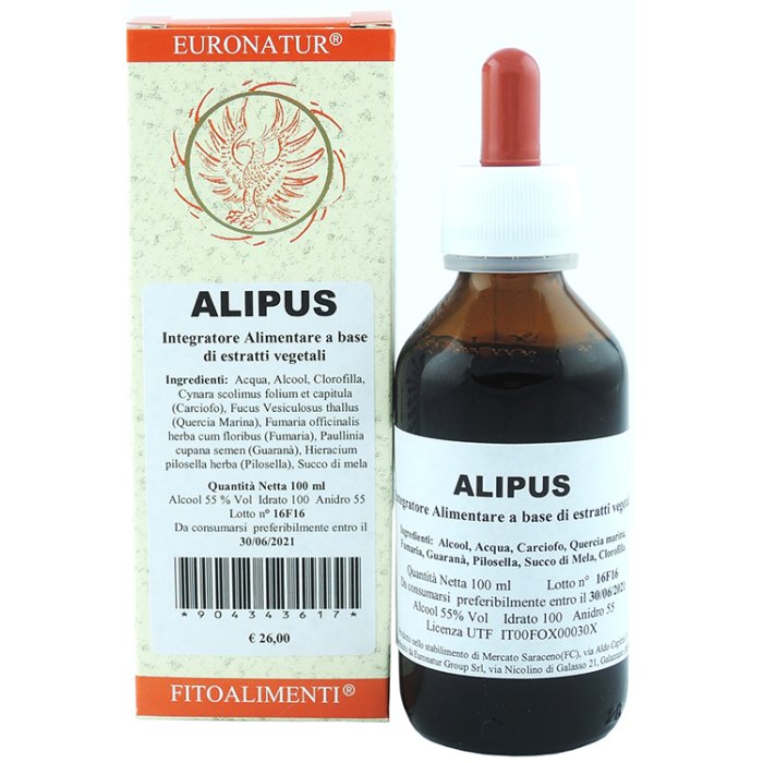 Euronatur Alipus Gocce 100 ml Integratore Naturale in Gocce per Benessere del Fegato e Digestione