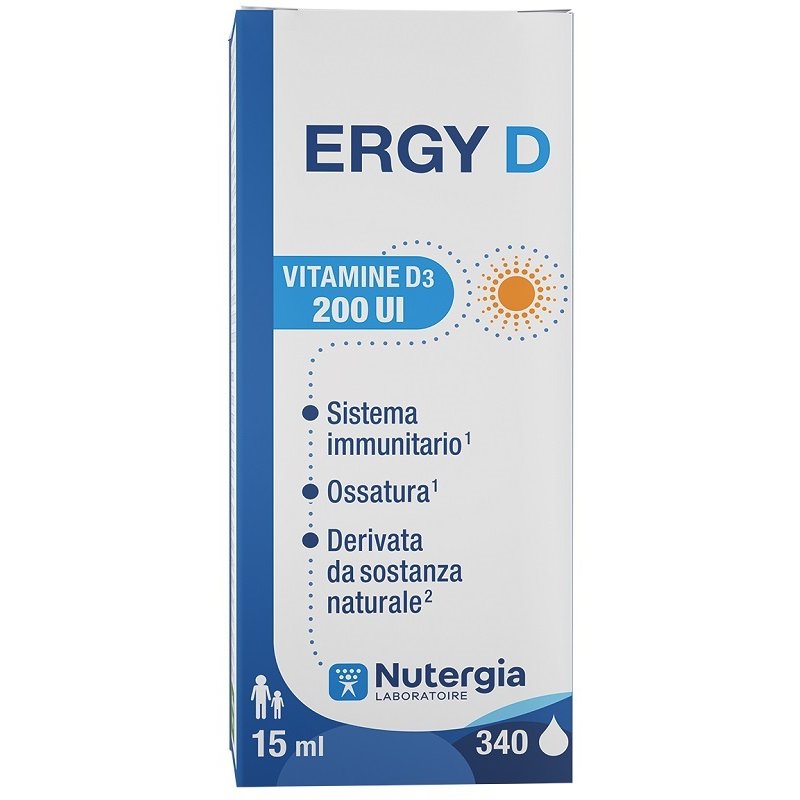 Nutergia Ergy D Integratore di Vitamina D in Gocce 15 ml &ndash; Vitamine per Sistema Immunitario e Salute delle Ossa
