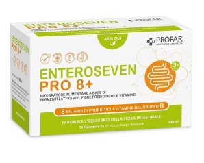 Profar Enteroseven Pro 8+ Integratore Probiotico per Intestino 10 Flaconcini Orali