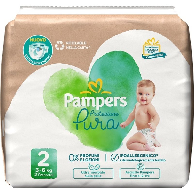 Pampers Pure Protection Pannolini Taglia 2 Mini 3‑6 kg 27 Pezzi per Neonati con Livraison Veloce Pampers Pure Protection Pannolini Taglia 2 Mini 3‑6 kg 27 Pezzi per Neonati con Livraison Veloce