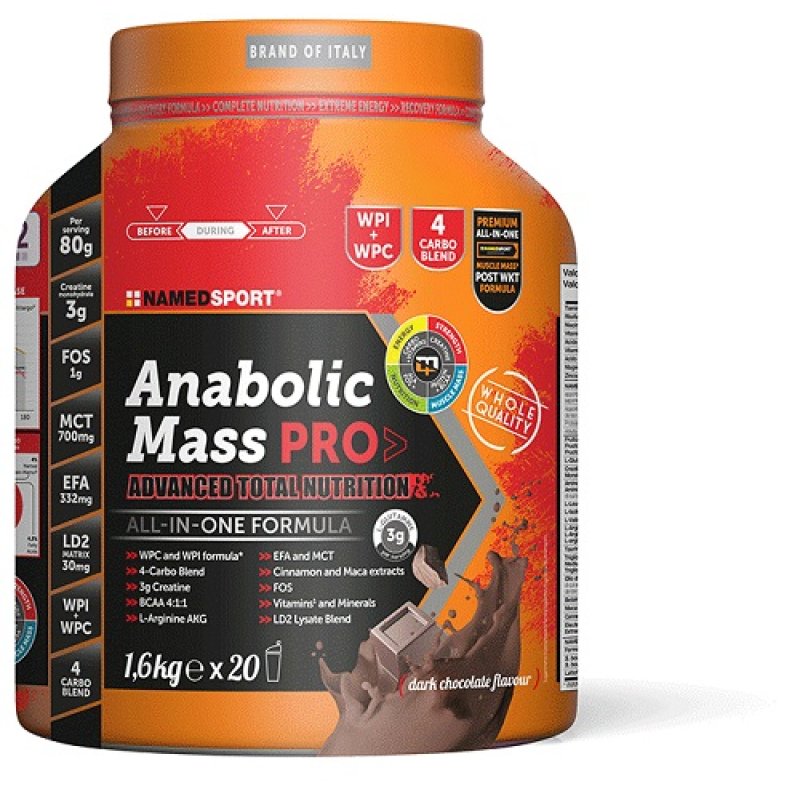 Integratore Anabolic Mass Pro Aumento Massa Muscolare Gainer Gusto Cioccolato 1600 Grammi Integratore Anabolic Mass Pro Aumento Massa Muscolare Gainer Gusto Cioccolato 1600 Grammi
