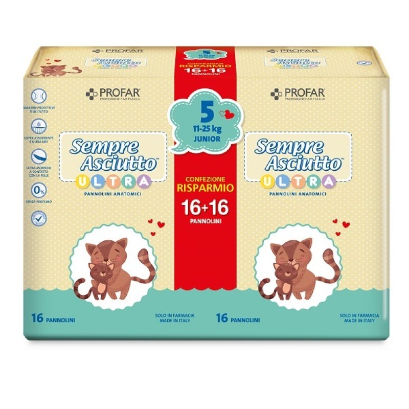 Profar Pannolini Sempre Asciutto Ultra Junior 11-25 kg Bipack per Bambini Profar Pannolini Sempre Asciutto Ultra Junior 11-25 kg Bipack per Bambini