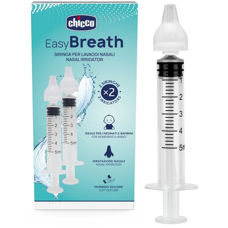 Chicco easy breath siringa nasale monouso per bambini 2 pezzi Chicco easy breath siringa nasale monouso per bambini 2 pezzi