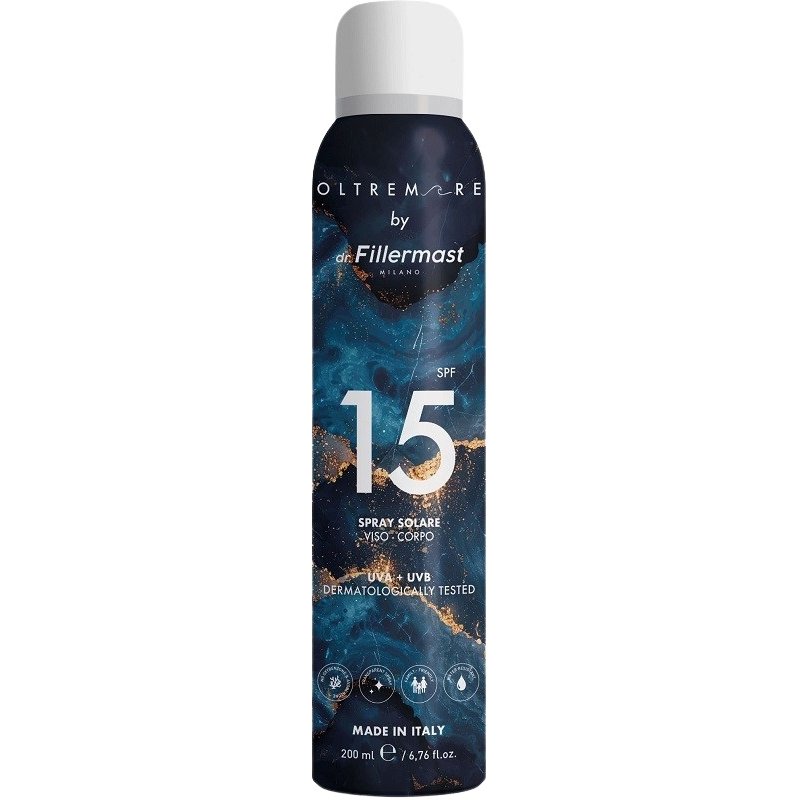 Dr. Fillermast Oltremare - Spray Solare Viso e Corpo SPF15 200 ml Dr. Fillermast Oltremare - Spray Solare Viso e Corpo SPF15 200 ml
