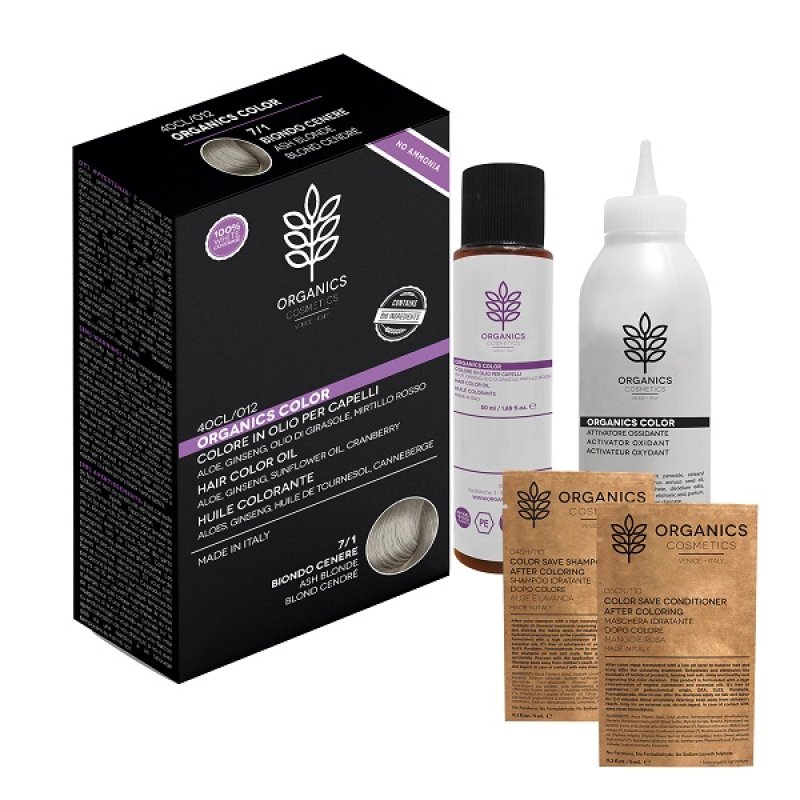 Organics Color - Tinta Colore per Capelli in Olio 7/1 Biondo Cenere