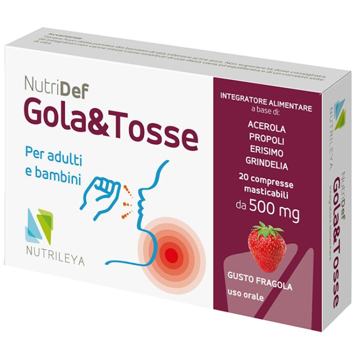 Nutridef Gola e Tosse 20 Compresse Integratore per Benessere della Gola e Sollievo dalla Tosse Nutridef Gola e Tosse 20 Compresse Integratore per Benessere della Gola e Sollievo dalla Tosse