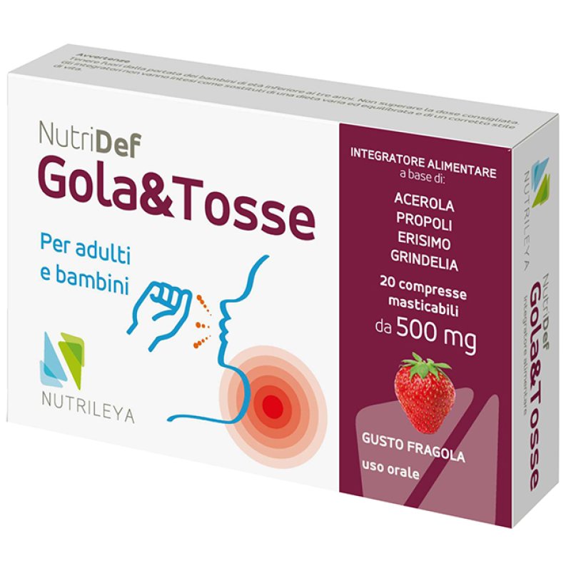 Nutridef Gola e Tosse 20 Compresse Integratore per Benessere della Gola e Sollievo dalla Tosse Nutridef Gola e Tosse 20 Compresse Integratore per Benessere della Gola e Sollievo dalla Tosse
