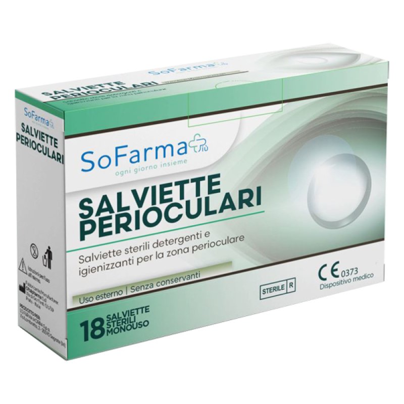 Salviette perioculari 18 pz SF+ - salviette sterili per igiene del contorno occhi Salviette perioculari 18 pz SF+ - salviette sterili per igiene del contorno occhi