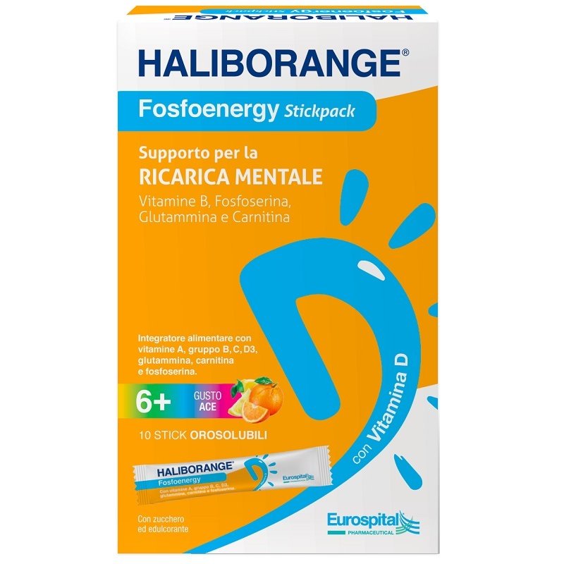 Haliborange Fosfoenergy integratore con vitamine, carnitina e fosfoserina 10 stick Haliborange Fosfoenergy integratore con vitamine, carnitina e fosfoserina 10 stick
