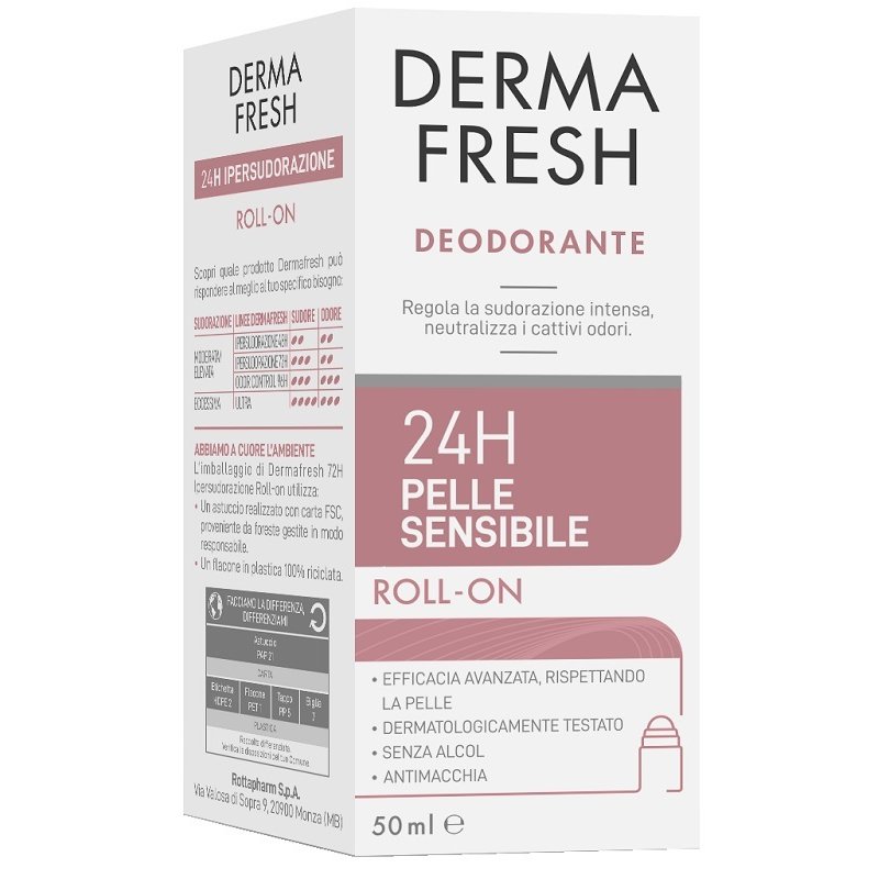 Derma fresh 24h deodorante roll-on per pelli sensibili senza alluminio 50 ml