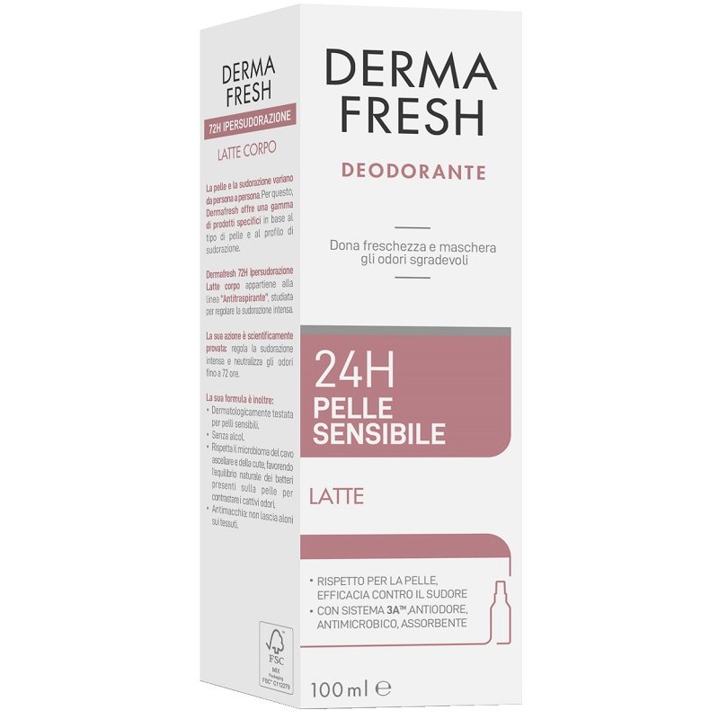 Dermafresh 24h pelle sensibile deodorante latte dona freschezza e maschera gli odori sgradevoli 100ml