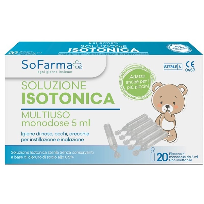 Soluzione salina 0,9% 20 flaconi 5 ml - fiale sterili per lavaggi nasali e oculari