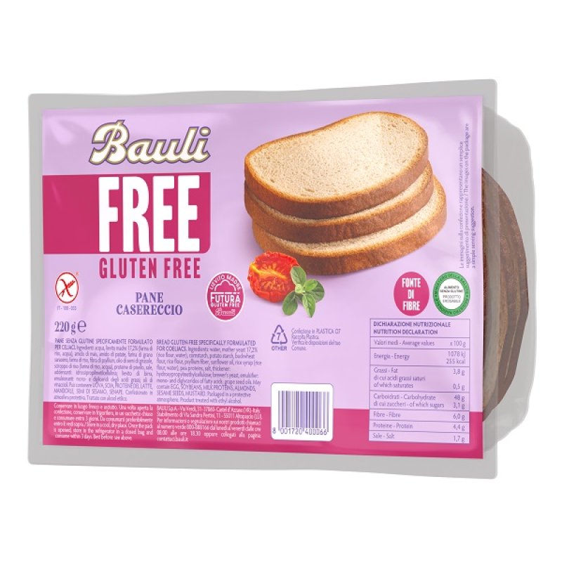 Bauli Free pane casereccio 220 g - pane casereccio senza glutine Bauli Free pane casereccio 220 g - pane casereccio senza glutine