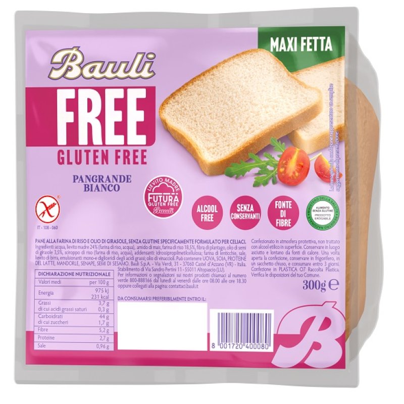 Bauli Free Pangrande Bianco Pane Morbido a Fette Ideale per Tramezzini Toast e Sandwich Bauli Free Pangrande Bianco Pane Morbido a Fette Ideale per Tramezzini Toast e Sandwich