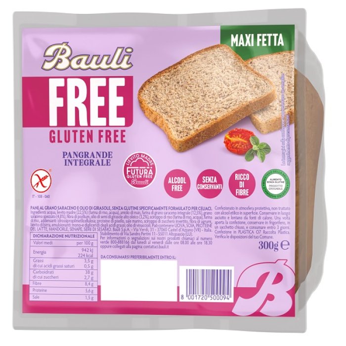 Bauli Free Pangrande integrale senza glutine 300 grammi Bauli Free Pangrande integrale senza glutine 300 grammi