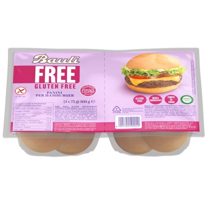 Bauli free panini hamburger Senza Glutine 4 pezzi Bauli free panini hamburger Senza Glutine 4 pezzi