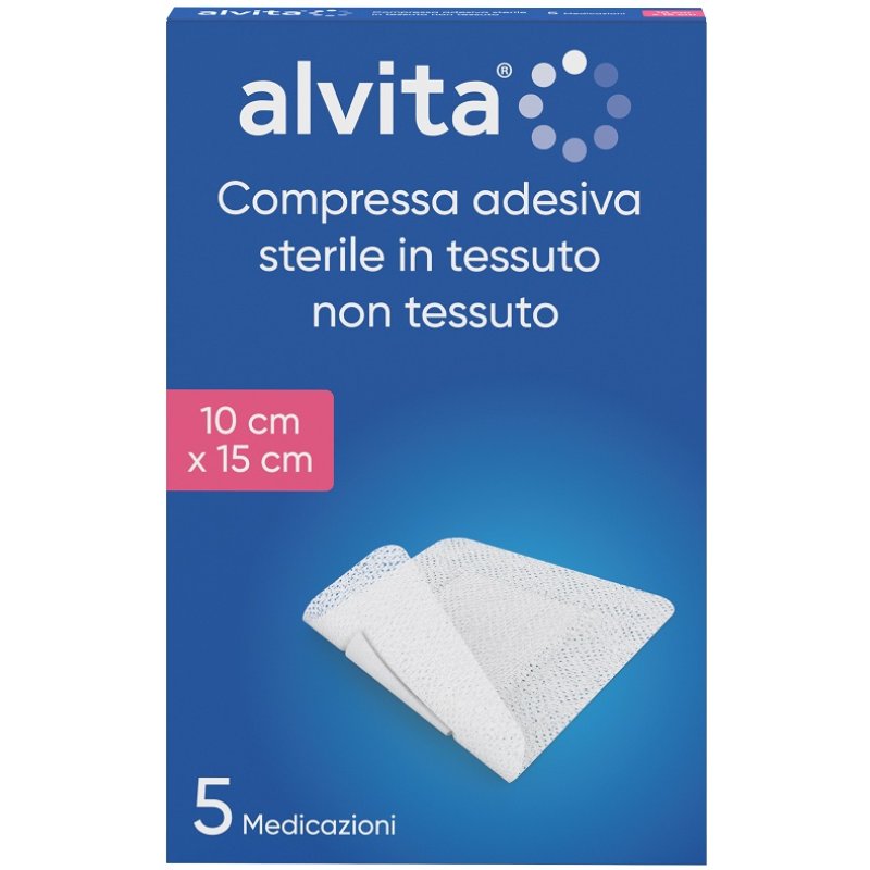 Alvita garza adesiva TNT 10x15 cm 5 pezzi - garze per copertura di ferite estese