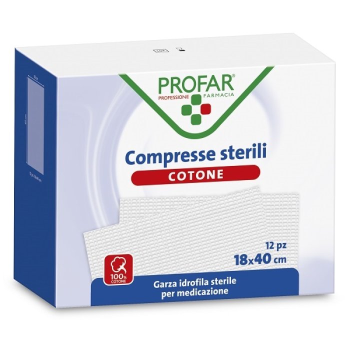 Profar Garza Cotone 18x40 cm 12 Pezzi Compresse Sterili per Medicazione