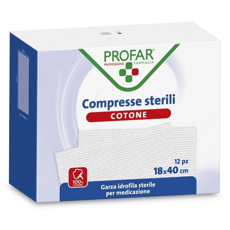 Profar Garza Cotone 18x40 cm 12 Pezzi Compresse Sterili per Medicazione Profar Garza Cotone 18x40 cm 12 Pezzi Compresse Sterili per Medicazione