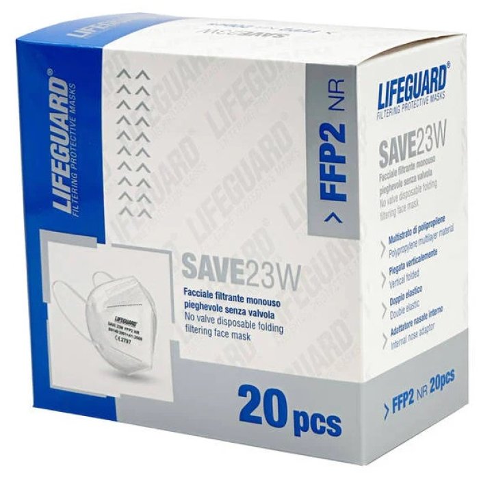 Mascherine Lifeguard FFP2 20 pezzi - maschere filtranti certificate per protezione vie respiratorie