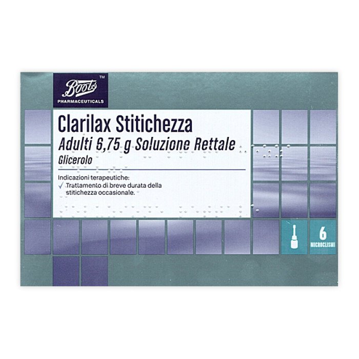 Clarilax Stitichezza Adulti Soluzione Rettale 6,75g Glicerolo Trattamento Stitichezza Occasionale 6 Microclismi Clarilax Stitichezza Adulti Soluzione Rettale 6,75g Glicerolo Trattamento Stitichezza Occasionale 6 Microclismi