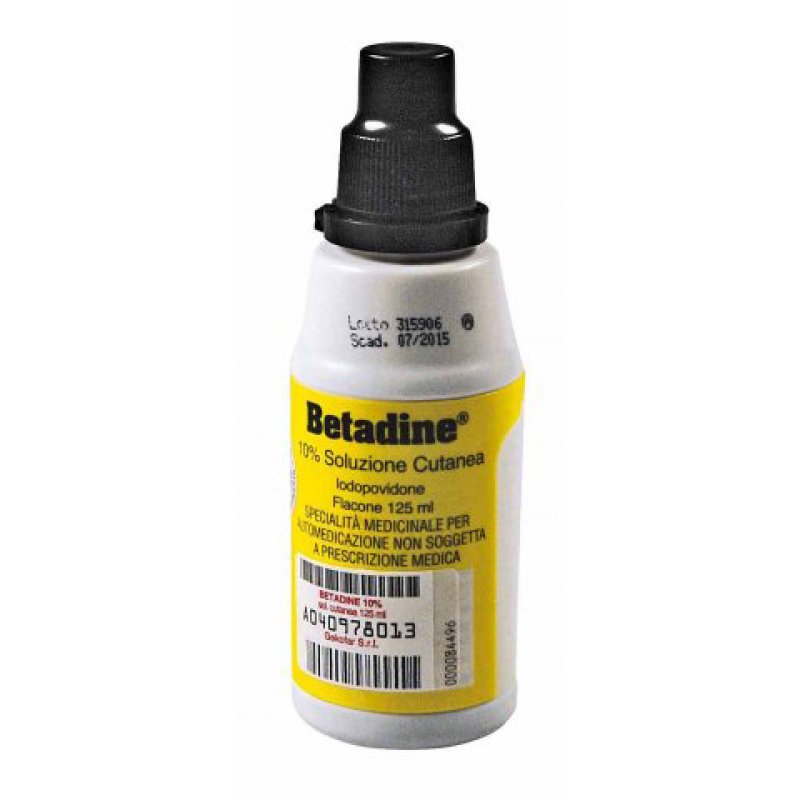 Betadine soluzione cutanea 10% 125 ml - antisettico a base di iodopovidone Betadine soluzione cutanea 10% 125 ml - antisettico a base di iodopovidone