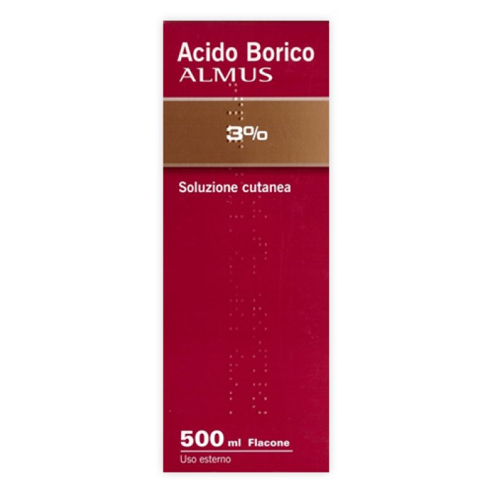 Acido borico Almus 3% soluzione 500 ml uso esterno oftalmico e cutaneo Acido borico Almus 3% soluzione 500 ml uso esterno oftalmico e cutaneo