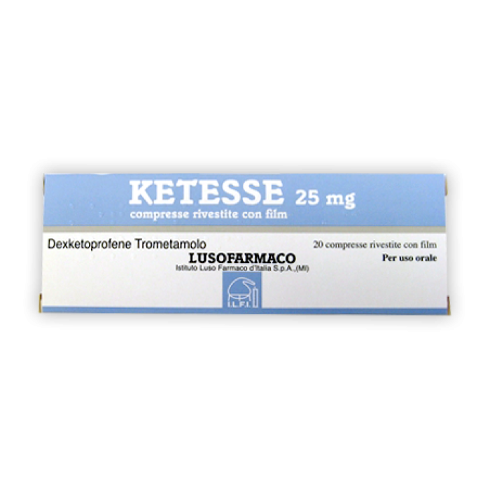 Ketesse 25 milligrammi 20 compresse rivestite antidolorifico antinfiammatorio a base di dexketoprofene per il sollievo del dolore acuto