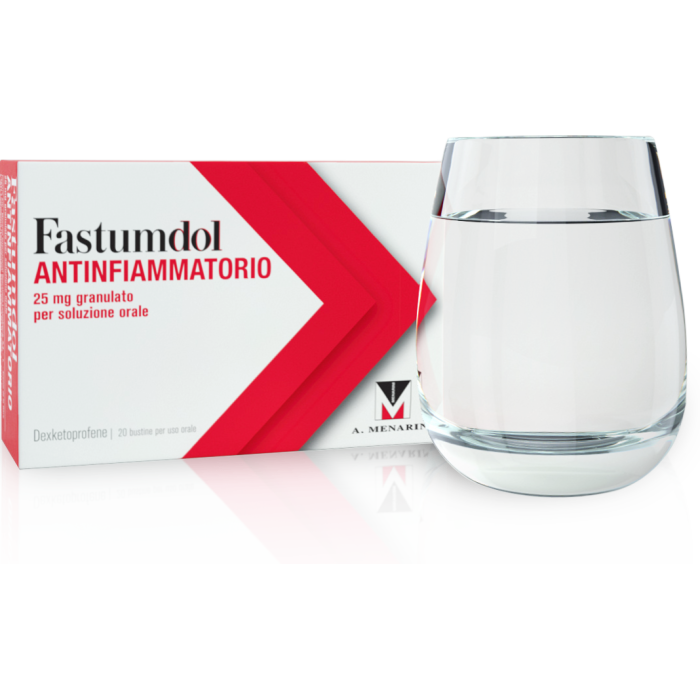 Fastumdol 25 mg antinfiammatorio e antidolorifico 20 bustine (bust) granulato per soluzione orale Fastumdol 25 mg antinfiammatorio e antidolorifico 20 bustine (bust) granulato per soluzione orale