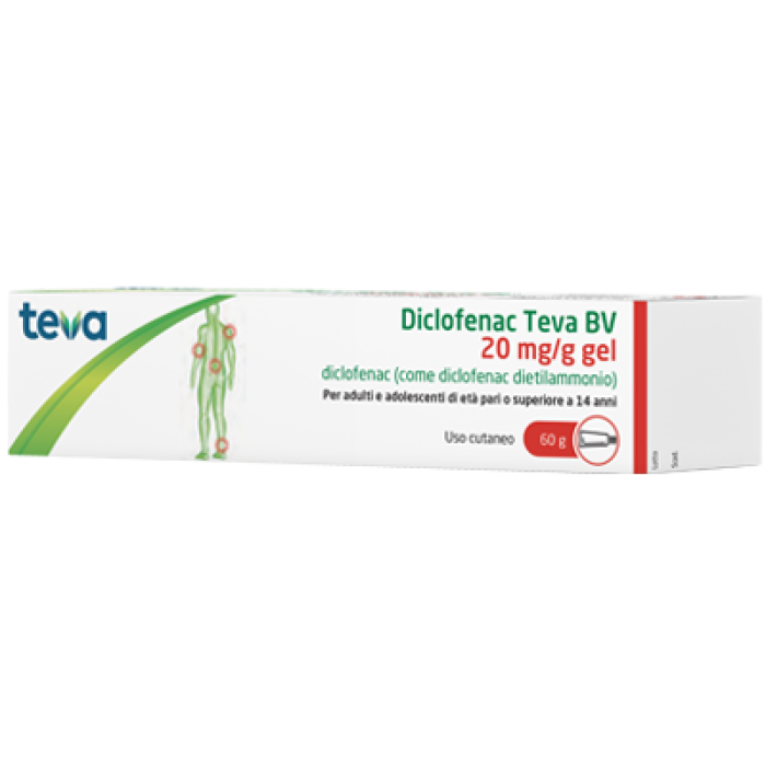 Diclofenac Teva Gel Antinfiammatorio 20 mg/g confezione da 60 g Diclofenac Teva Gel Antinfiammatorio 20 mg/g confezione da 60 g