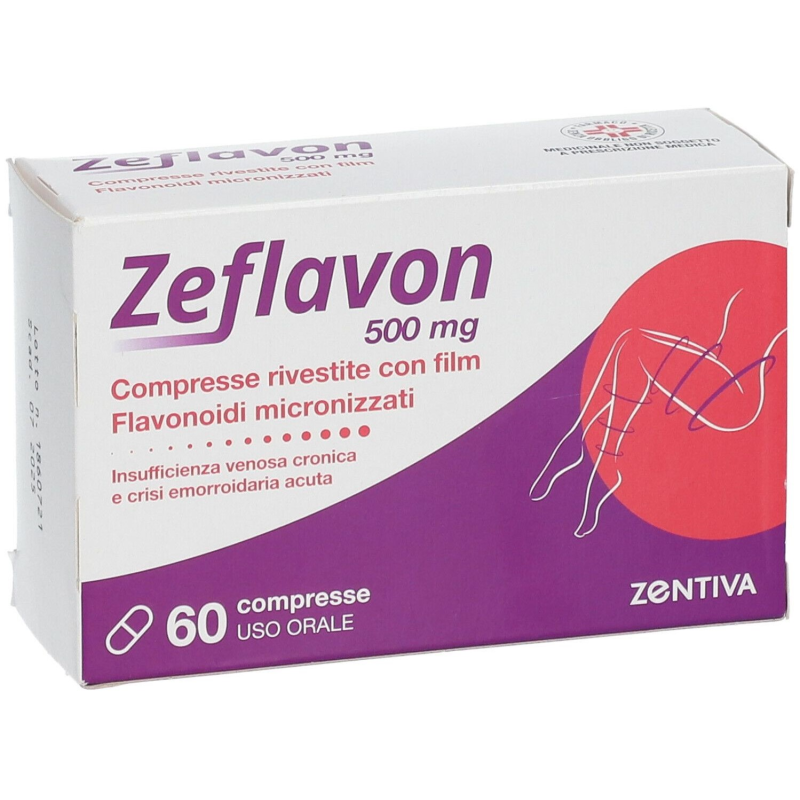 Zeflavon 500mg Flavonoidi micronizzati per Insufficienza Venosa e Crisi Emorroidaria, 60 Compresse