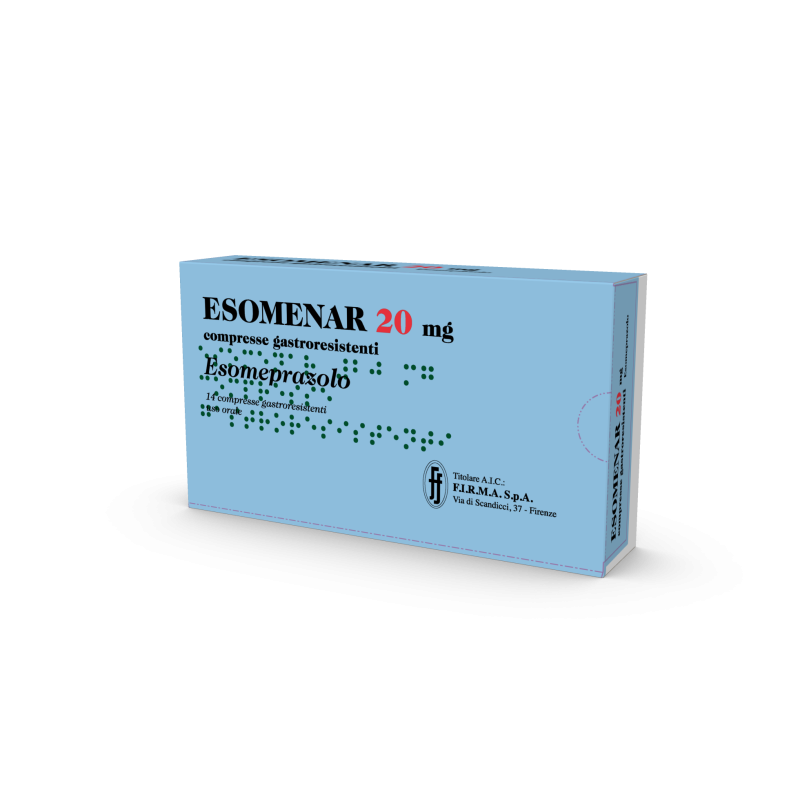 Esomenar 20 milligrammi 14 compresse per reflusso gastroesofageo, bruciore di stomaco e acidit&agrave;