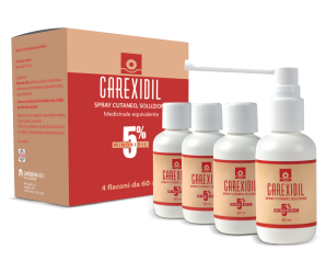 Carexidil 5% spray cutaneo, soluzione minoxidil medicinale equivalente 4x60ml