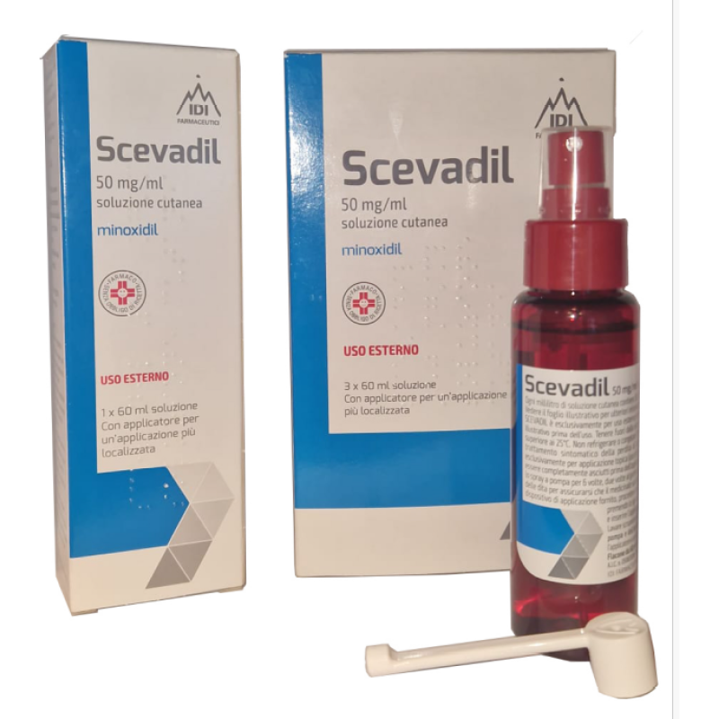 Scevadil 50mg Minoxidil Soluzione Cutanea per Alopecia Androgenica 60ml