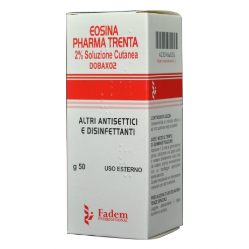 Eosina Pharma Trenta 2% Soluzione Cutanea 50 Grammi Antisettico per Irritazioni e Arrossamenti della Pelle Eosina Pharma Trenta 2% Soluzione Cutanea 50 Grammi Antisettico per Irritazioni e Arrossamenti della Pelle