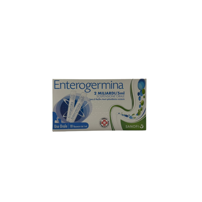 Enterogermina 2 Miliardi per 5 ml Sospensione Orale 10 Flaconcini Probiotico per Flora Batterica Intestinale di Bambini e Adulti