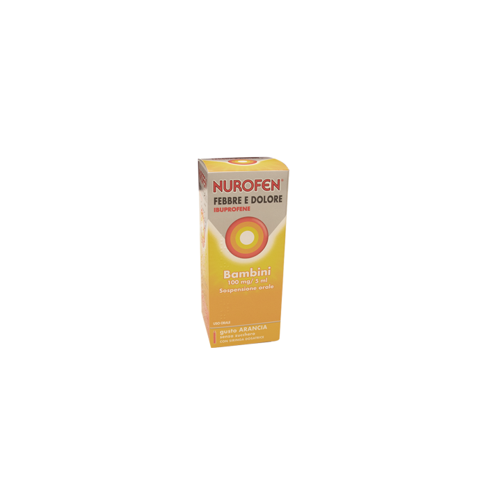 Nurofen Febbre e Dolore Bambini 100mg/5ml Sospensione Orale Gusto Arancia Senza Zucchero 150ml
