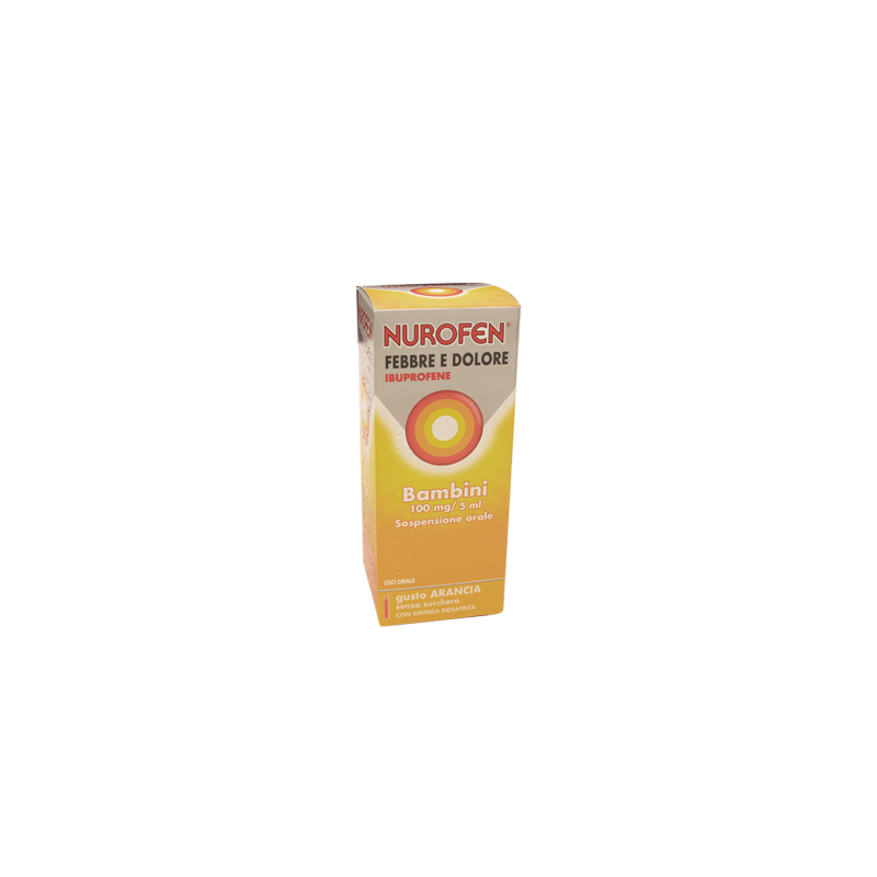 Nurofen Febbre e Dolore Bambini 100mg/5ml Sospensione Orale Gusto Arancia Senza Zucchero 150ml