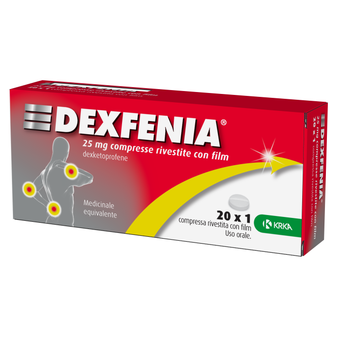 Dexfenia 25 mg 20 compresse rivestite - antinfiammatorio analgesico a base di dexketoprofene Dexfenia 25 mg 20 compresse rivestite - antinfiammatorio analgesico a base di dexketoprofene
