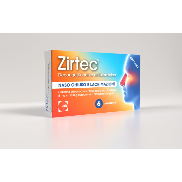Zirtec Decongestionante Antistaminico naso chiuso e lacrimazione 5 Mg + 120 Mg 6 Compresse Rp