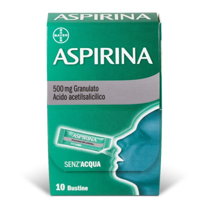 Aspirina 500 mg Granulato - Trattamento per Dolori e Sintomi Influenzali 10 bustine 500 mg Aspirina 500 mg Granulato - Trattamento per Dolori e Sintomi Influenzali 10 bustine 500 mg
