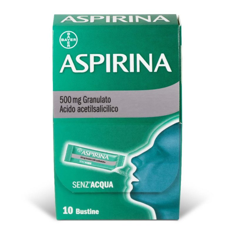 Aspirina 500 mg Granulato - Trattamento per Dolori e Sintomi Influenzali 10 bustine 500 mg