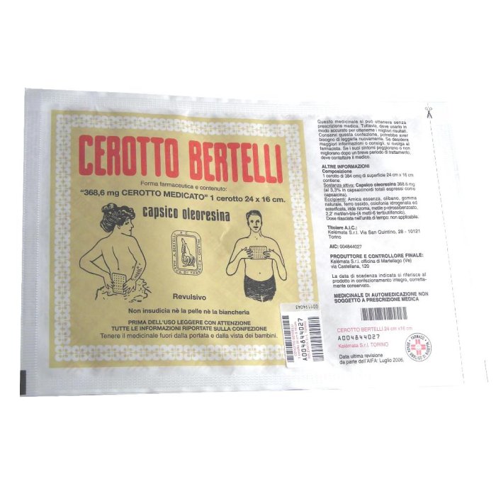 Cerotto Bertelli Grande 16 x 24 centimetri per Dolori Muscolari e Articolari