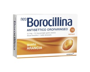 Neoborocillina Ant Or 6,4 Mg + 52 Mg Pastiglie Gusto Arancia, 16 Pastiglie  In Blister Al/Pvc