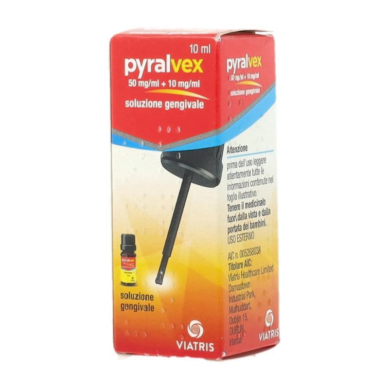 Pyralvex 0,5% + 0,1% Soluzione Gengivale 1 Flacone Da 10 Ml Pyralvex 0,5% + 0,1% Soluzione Gengivale 1 Flacone Da 10 Ml