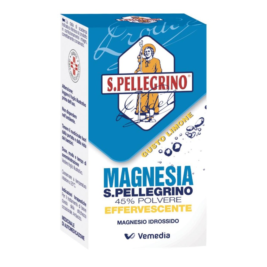 Magnesia S.Pell 45% Polvere Effervescente Gusto Limone Flacone 100 G